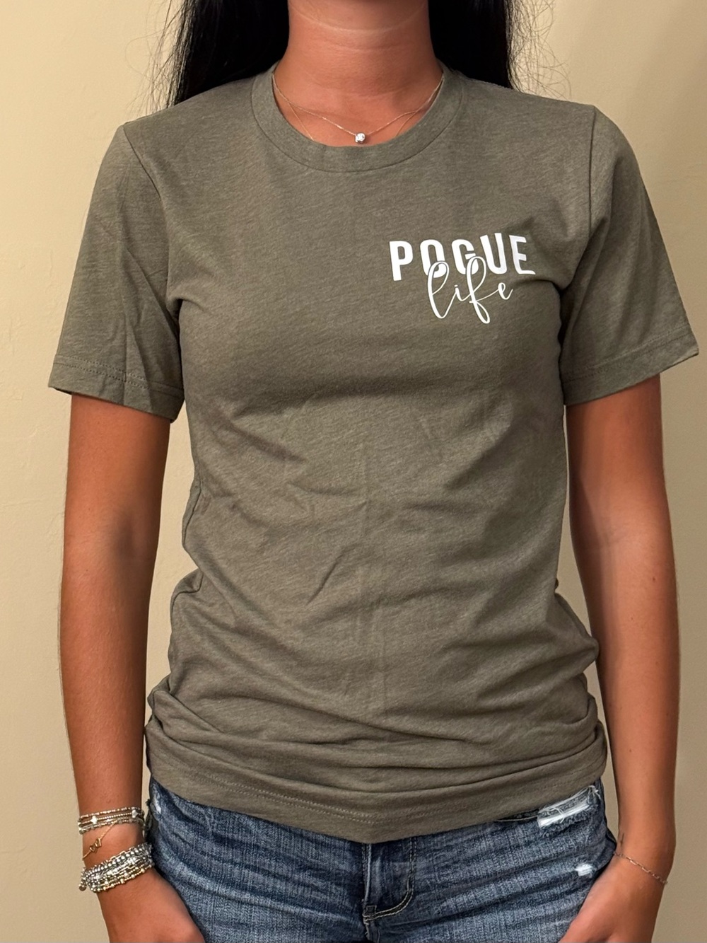 Bella Canvas Olive Green Pogue Life Short Sleeve Tee